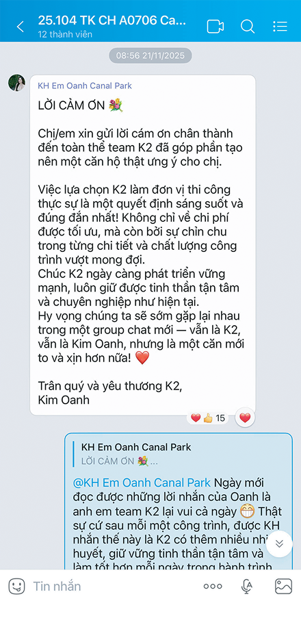 Phản hồi khách hàng K2 Design